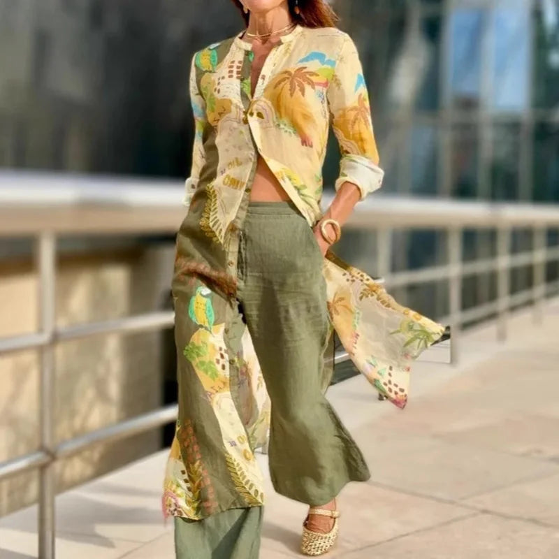 Chloé | Ensemble Coordonné en Lin Élégant pour Femmes en Été