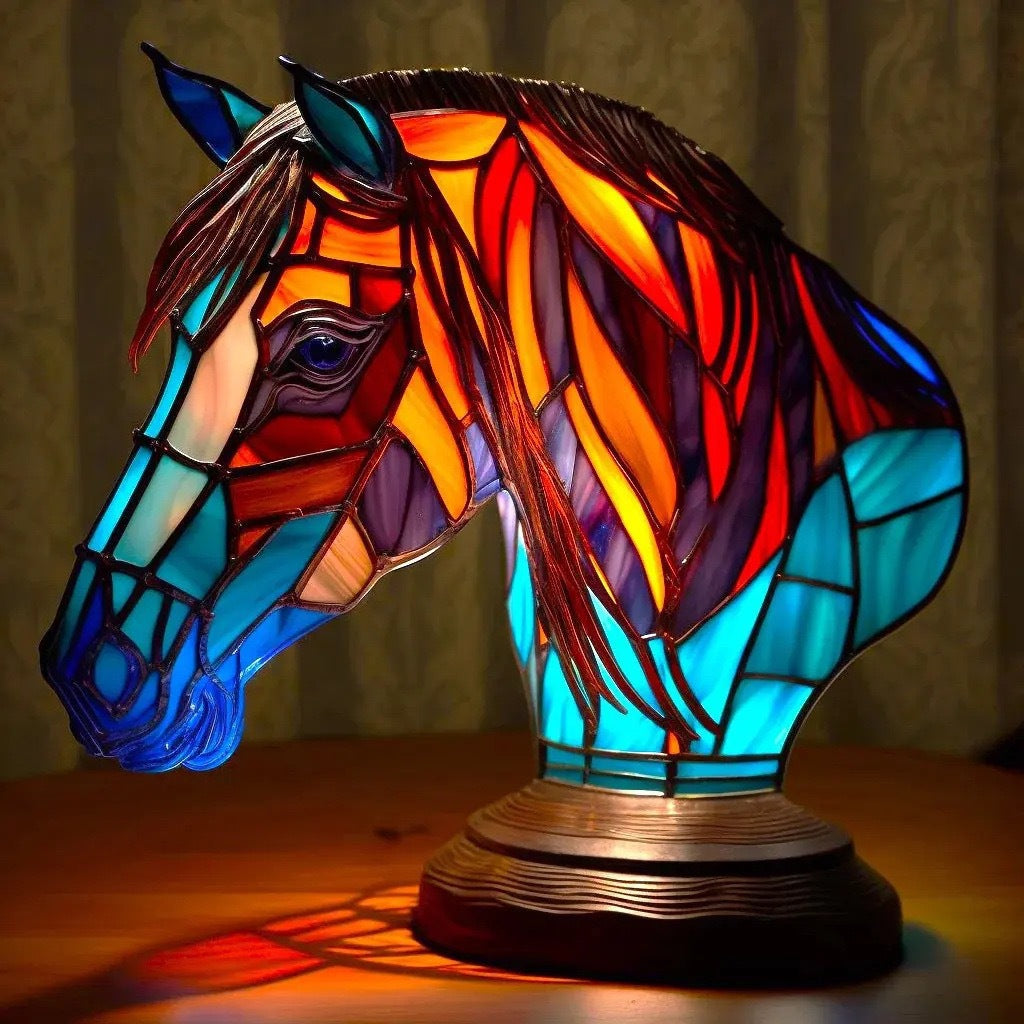 Clara | Lampe Équestre en Verre Coloré pour Ambiance Magique