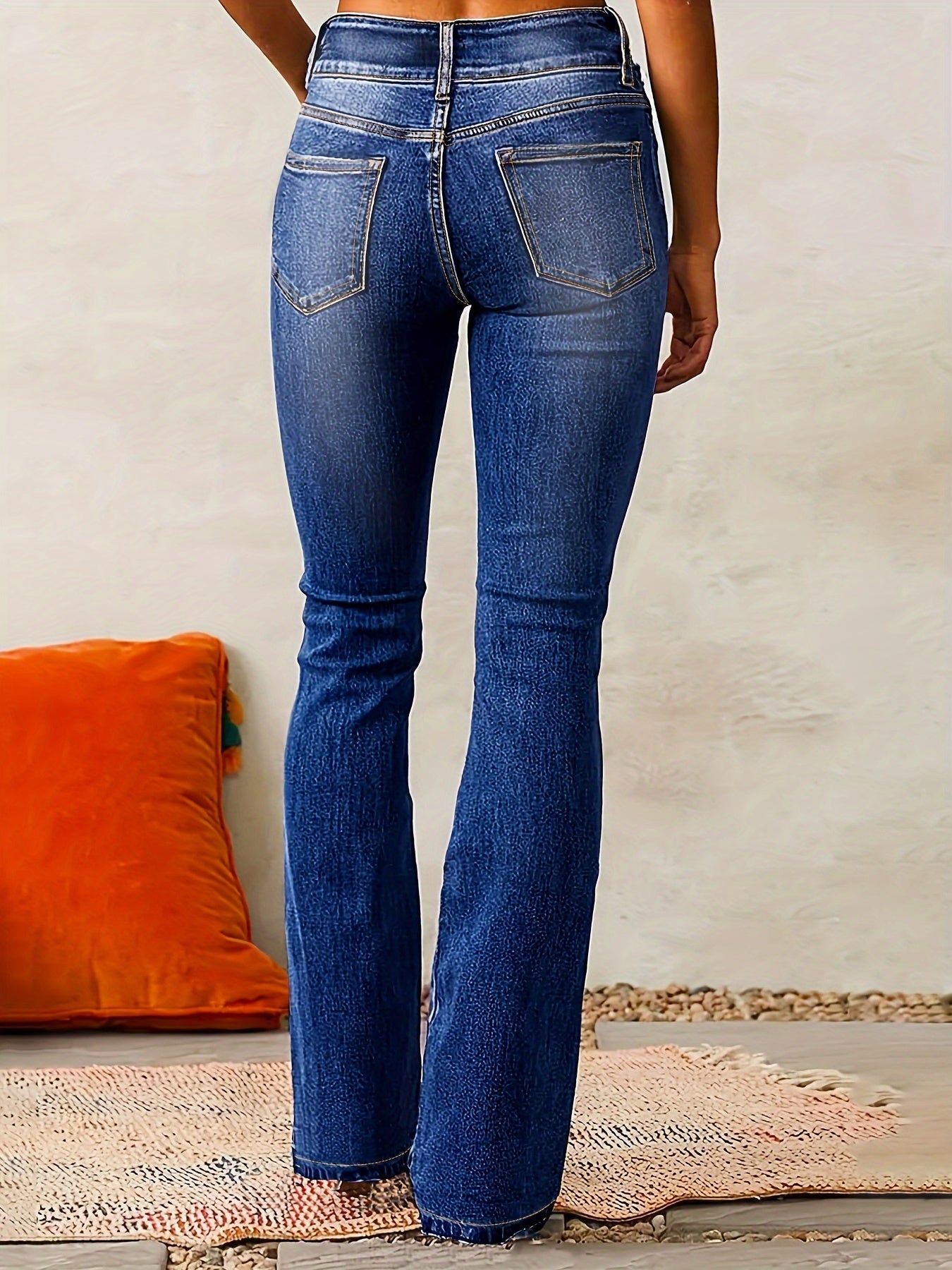 Marlène | Jean Évasé Femme Taille Haute en Coton Stretch