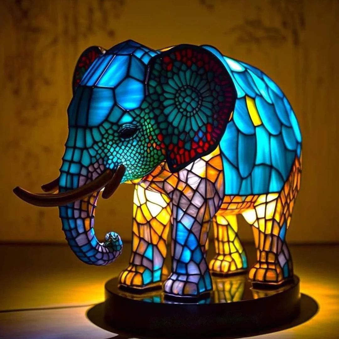 Rajah | Élégante Lampe Éléphant en Verre Coloré
