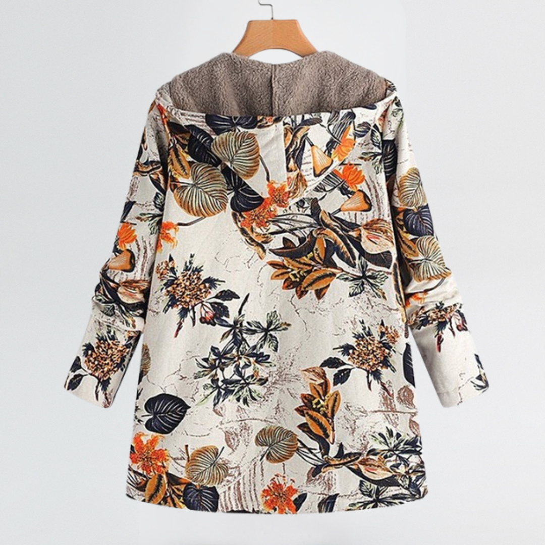 Léa | Élégante Veste Femme Hiver à Motif Floral Vintage