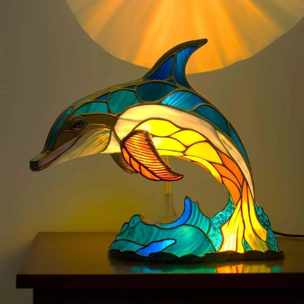 Dolphine | Lampe Dolphine en Verre Coloré pour une Ambiance Magique