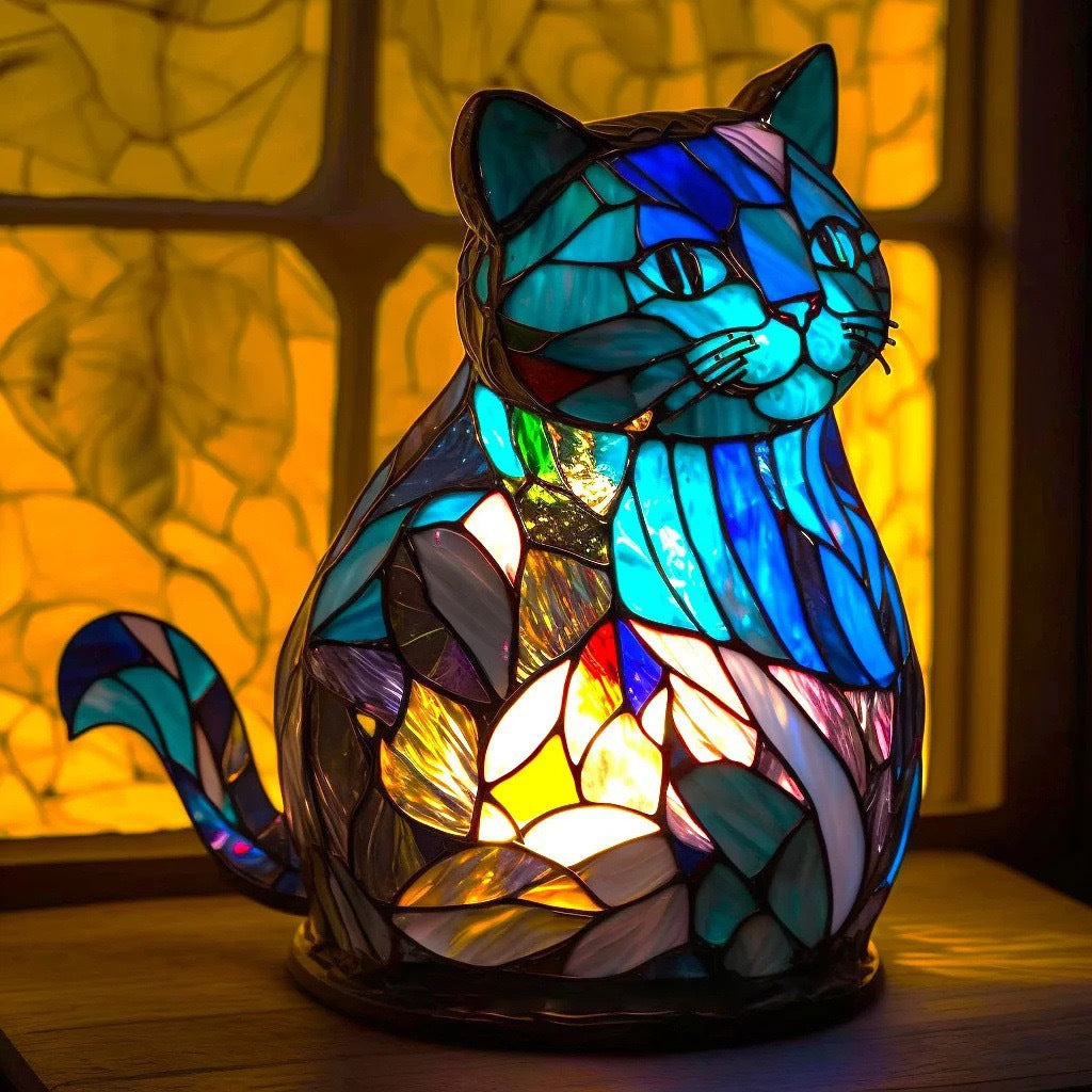Nala | Lampe en Verre Coloré en Forme de Chat pour une Ambiance Magique