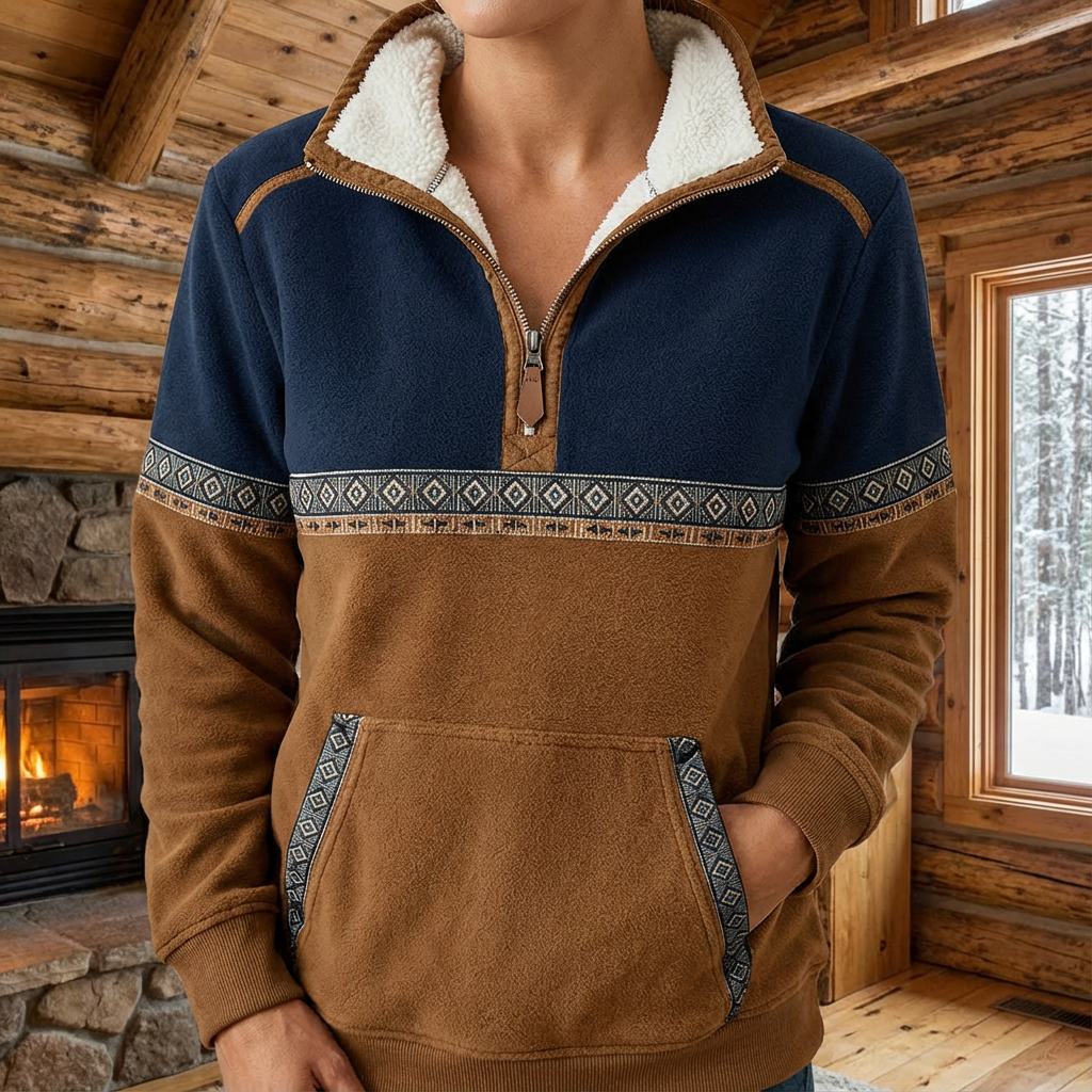 Rosa | Pull Femme Confortable Demi-Zippé Décontracté avec Poche