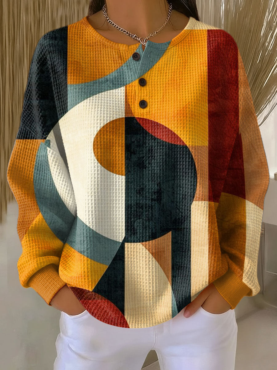 Zoé | Pull Femme Waffle Doux à Motif Géométrique