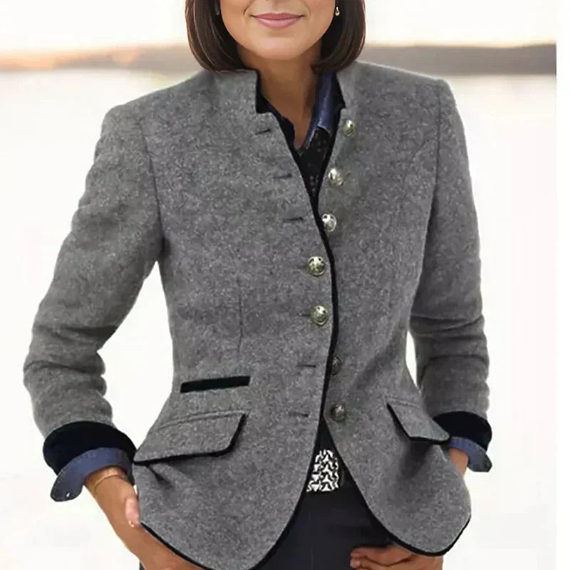 Emma | Blazer Femme Court Élégant Noir ou Bleu Marine