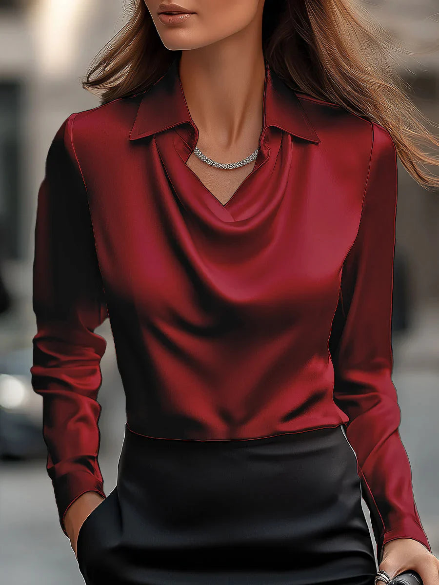 Donna | Blouse Femme Élégante à Col Drapé Chic pour Femme