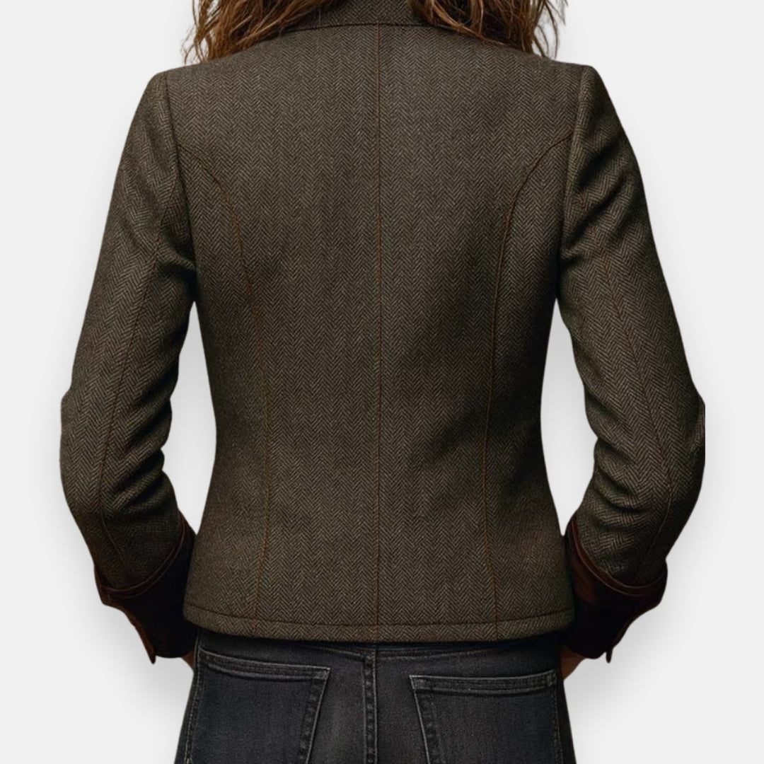 Corrie | Élégante Veste Femme en Tweed avec Détails en Velours