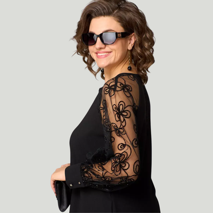 Constance | Robe Femme en Dentelle Noire Élégante pour Soirée Chic