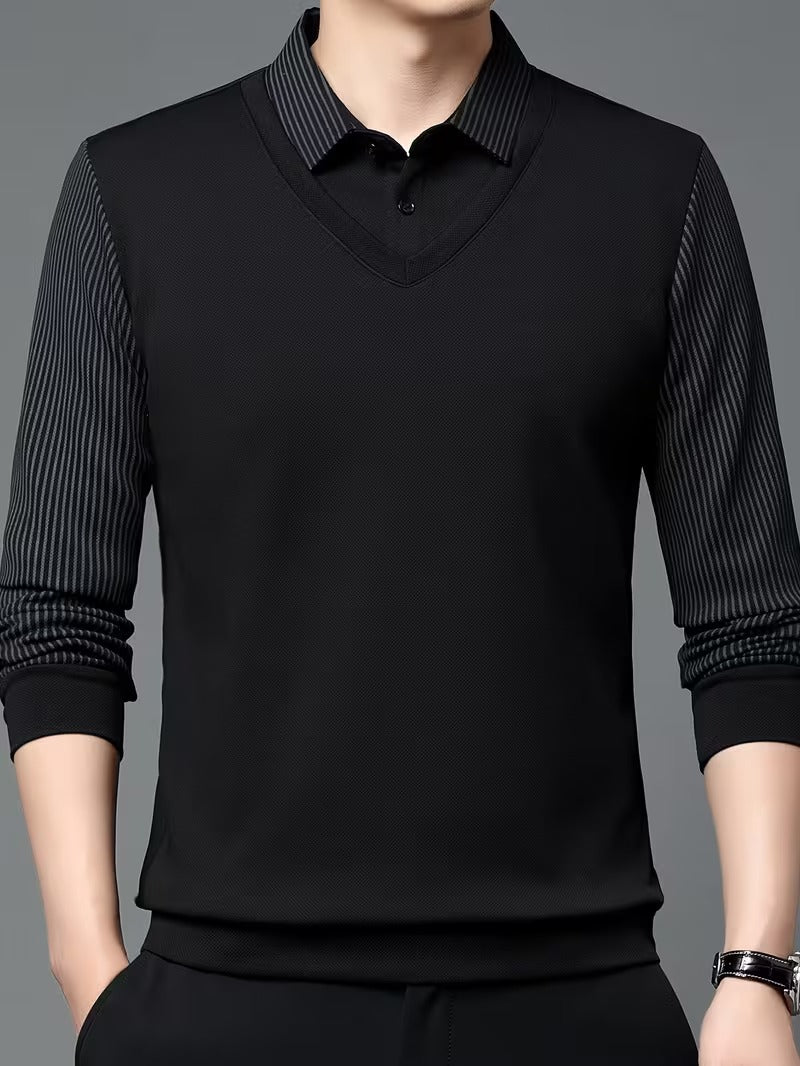 Col Rayé | Ensemble chemise 2 pièces en coton