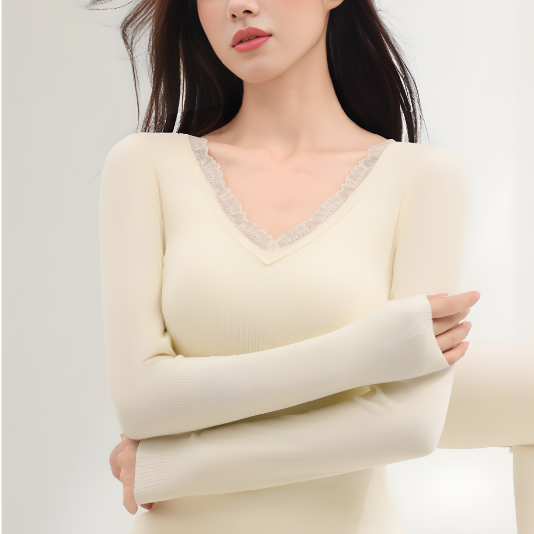 Dentelle | T-shirt Thermolactyl Sensitive en Dentelle pour Femmes
