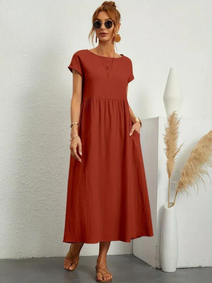 Élodie | Robe d'été Femme Chic Longue en Coton Fluide et Confortable