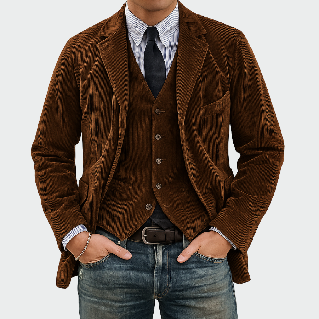 Elyo | Ensemble Blazer et Gilet en Velours pour Homme