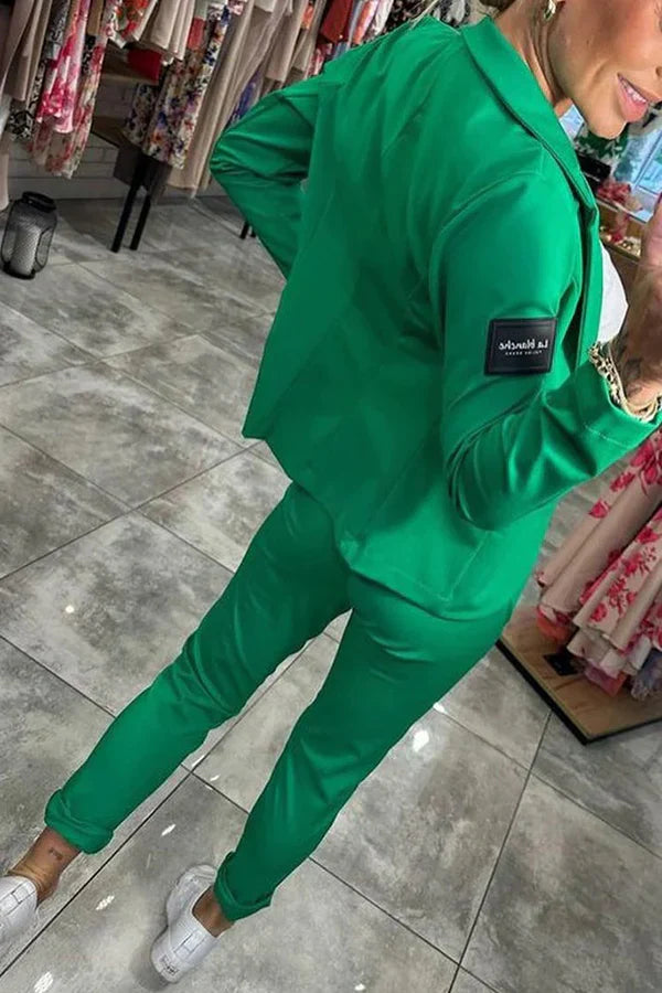 Vivienne | Ensemble Tailleur Femme Blazer Fluide et Pantalon Jogger Chic