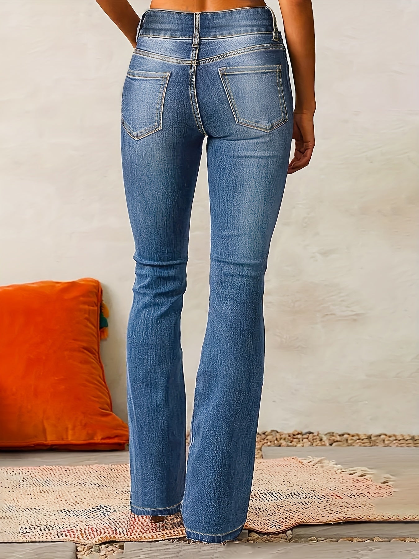 Marlène | Jean Évasé Femme Taille Haute en Coton Stretch