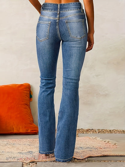 Marlène | Jean Évasé Femme Taille Haute en Coton Stretch