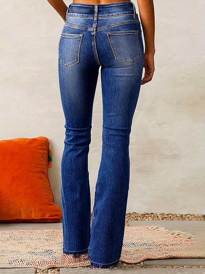 Marlène | Jean Évasé Femme Taille Haute en Coton Stretch