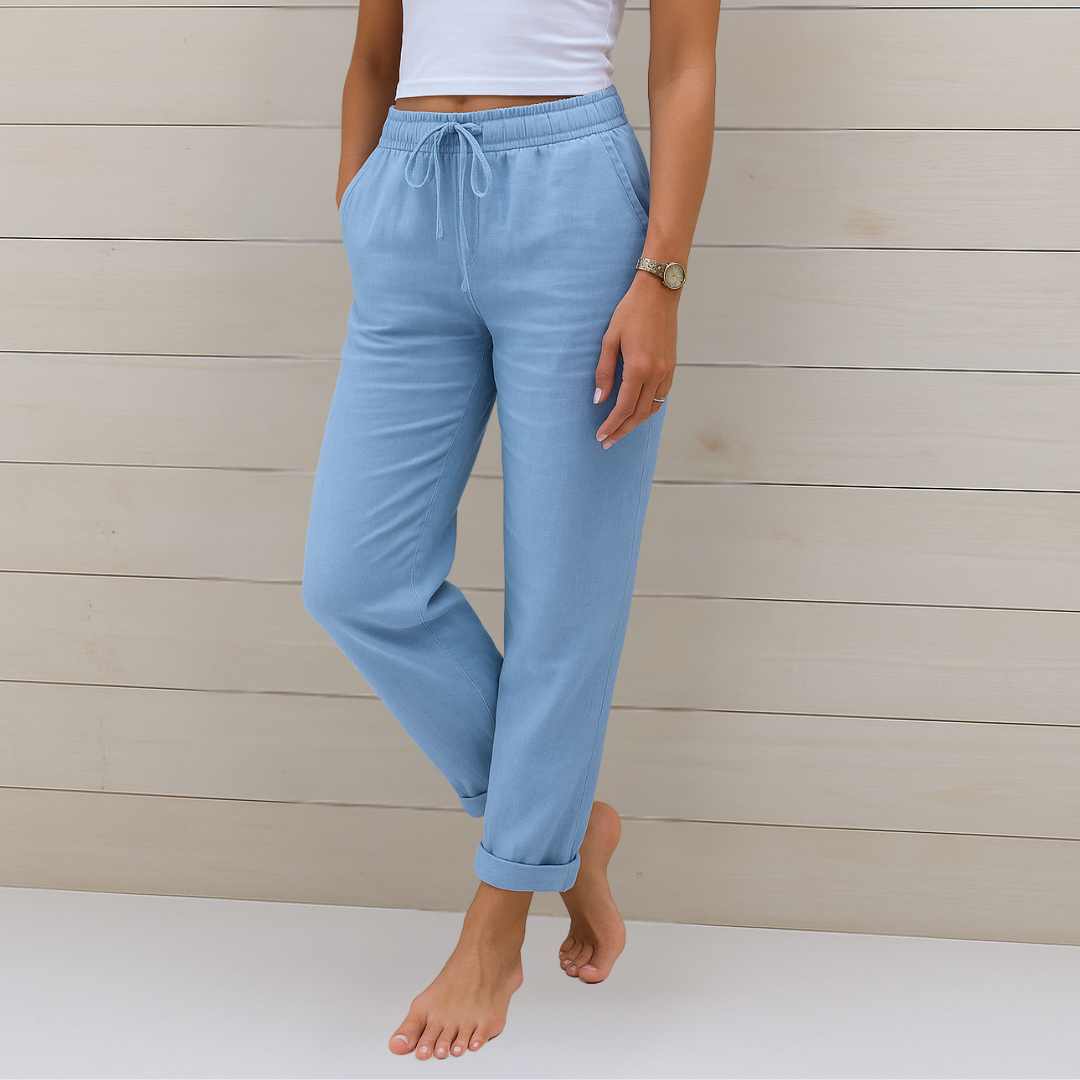 Justine | Pantalon Femme Élégant en Coton-Lin Doux et Confortable
