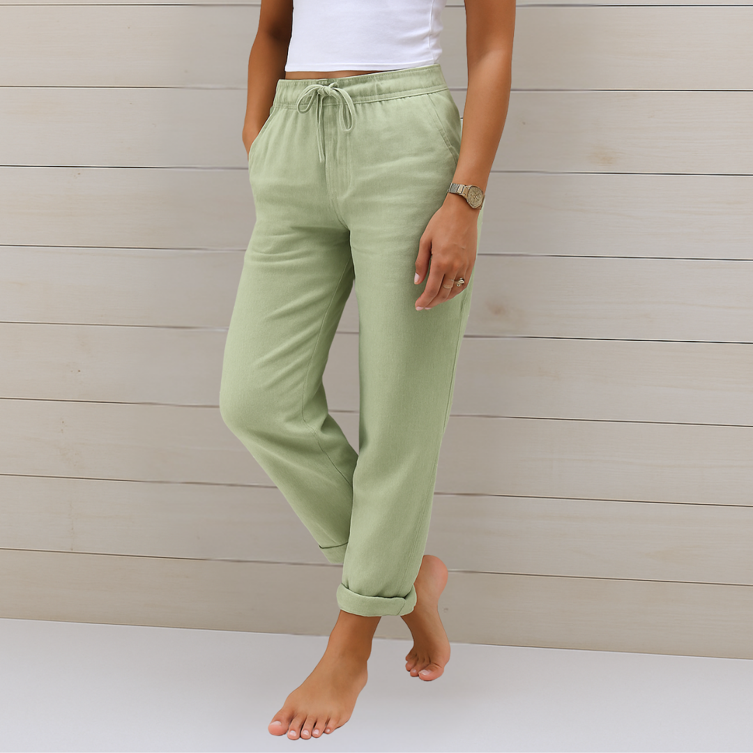 Justine | Pantalon Femme Élégant en Coton-Lin Doux et Confortable