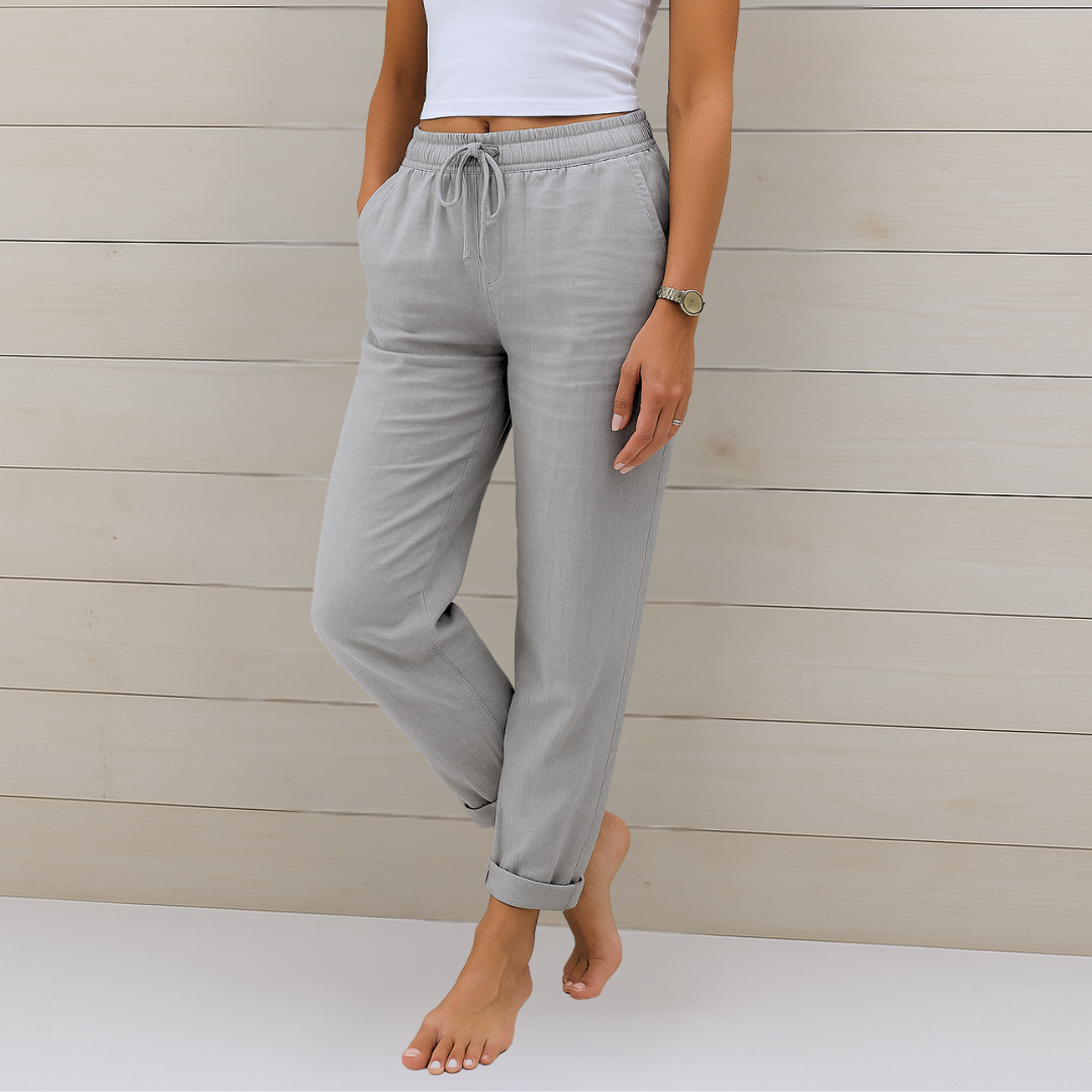 Justine | Pantalon Femme Élégant en Coton-Lin Doux et Confortable