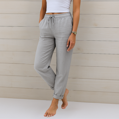 Justine | Pantalon Femme Élégant en Coton-Lin Doux et Confortable