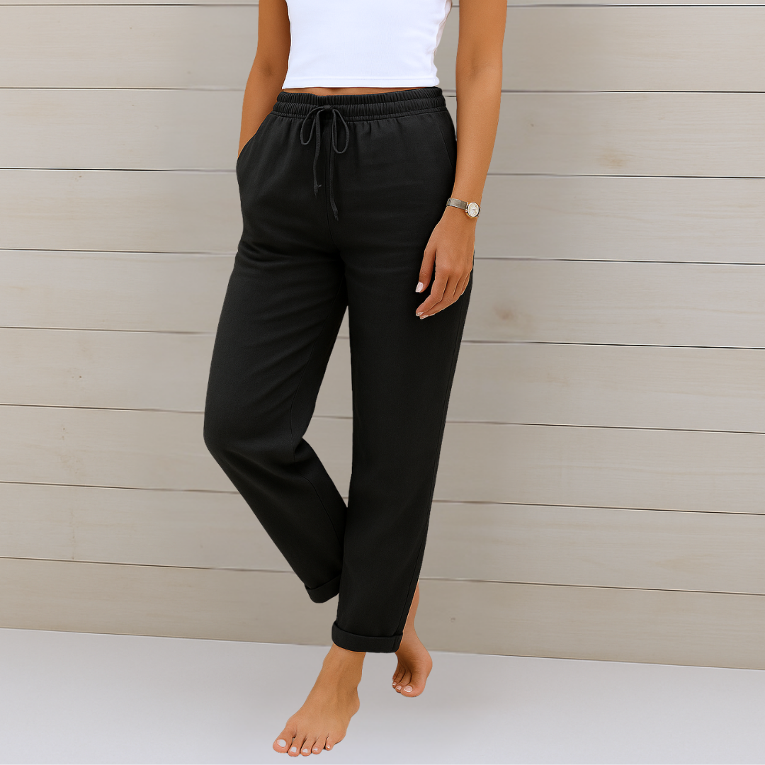 Justine | Pantalon Femme Élégant en Coton-Lin Doux et Confortable