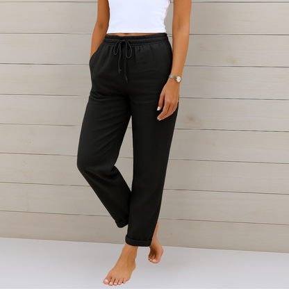 Justine | Pantalon Femme Élégant en Coton-Lin Doux et Confortable