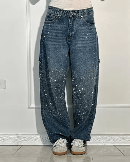 Ysolde | Chic Ballon Jeans Femme avec Détails Carpenter et Paillettes