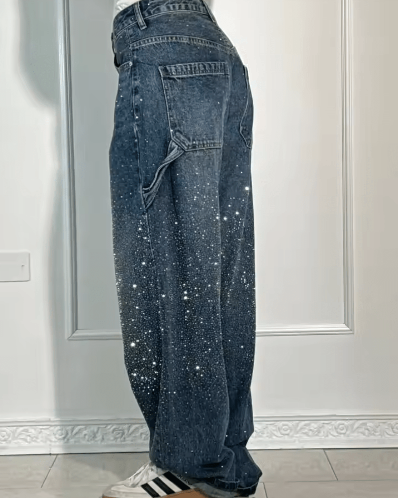 Ysolde | Chic Ballon Jeans Femme avec Détails Carpenter et Paillettes