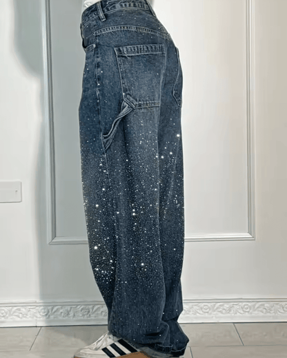 Ysolde | Chic Ballon Jeans Femme avec Détails Carpenter et Paillettes