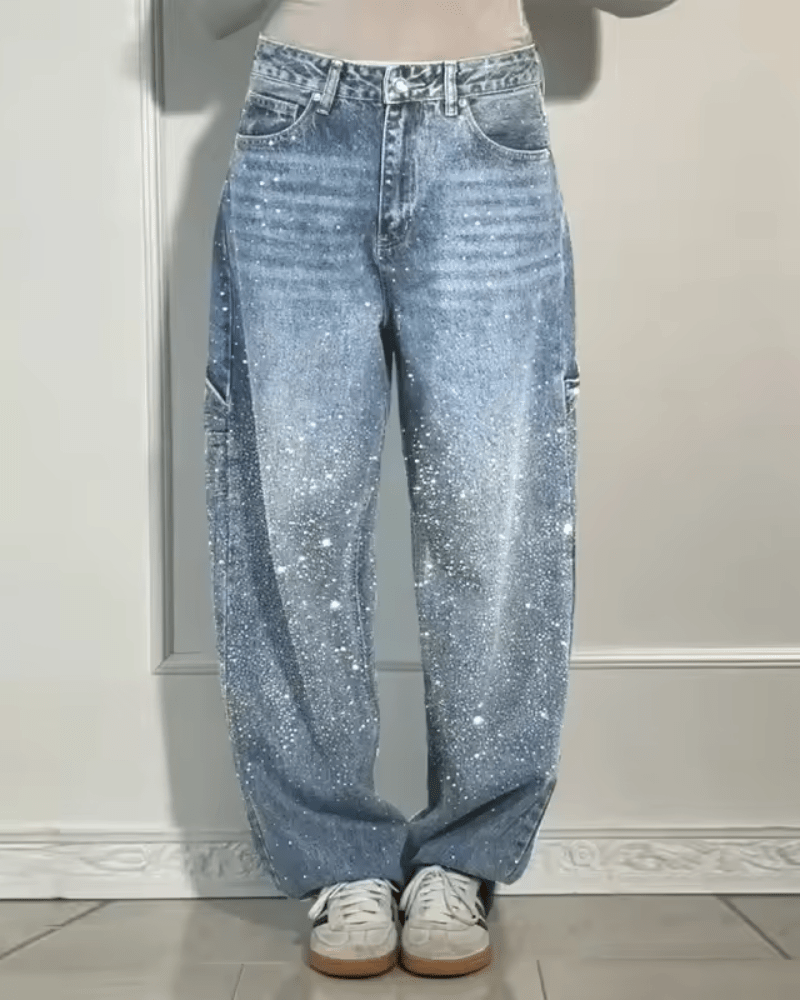 Ysolde | Chic Ballon Jeans Femme avec Détails Carpenter et Paillettes