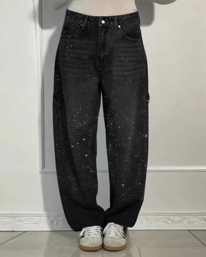 Ysolde | Chic Ballon Jeans Femme avec Détails Carpenter et Paillettes