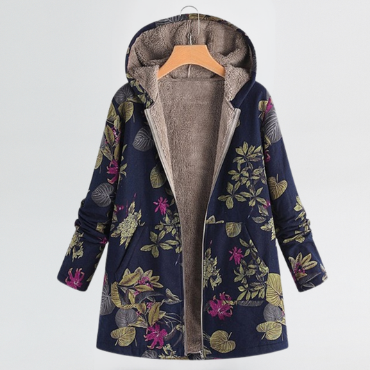 Léa | Élégante Veste Femme Hiver à Motif Floral Vintage