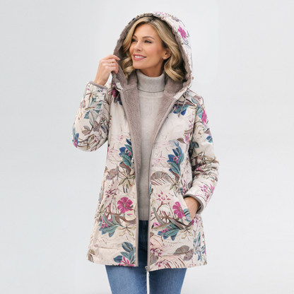 Léa | Élégante Veste Femme Hiver à Motif Floral Vintage