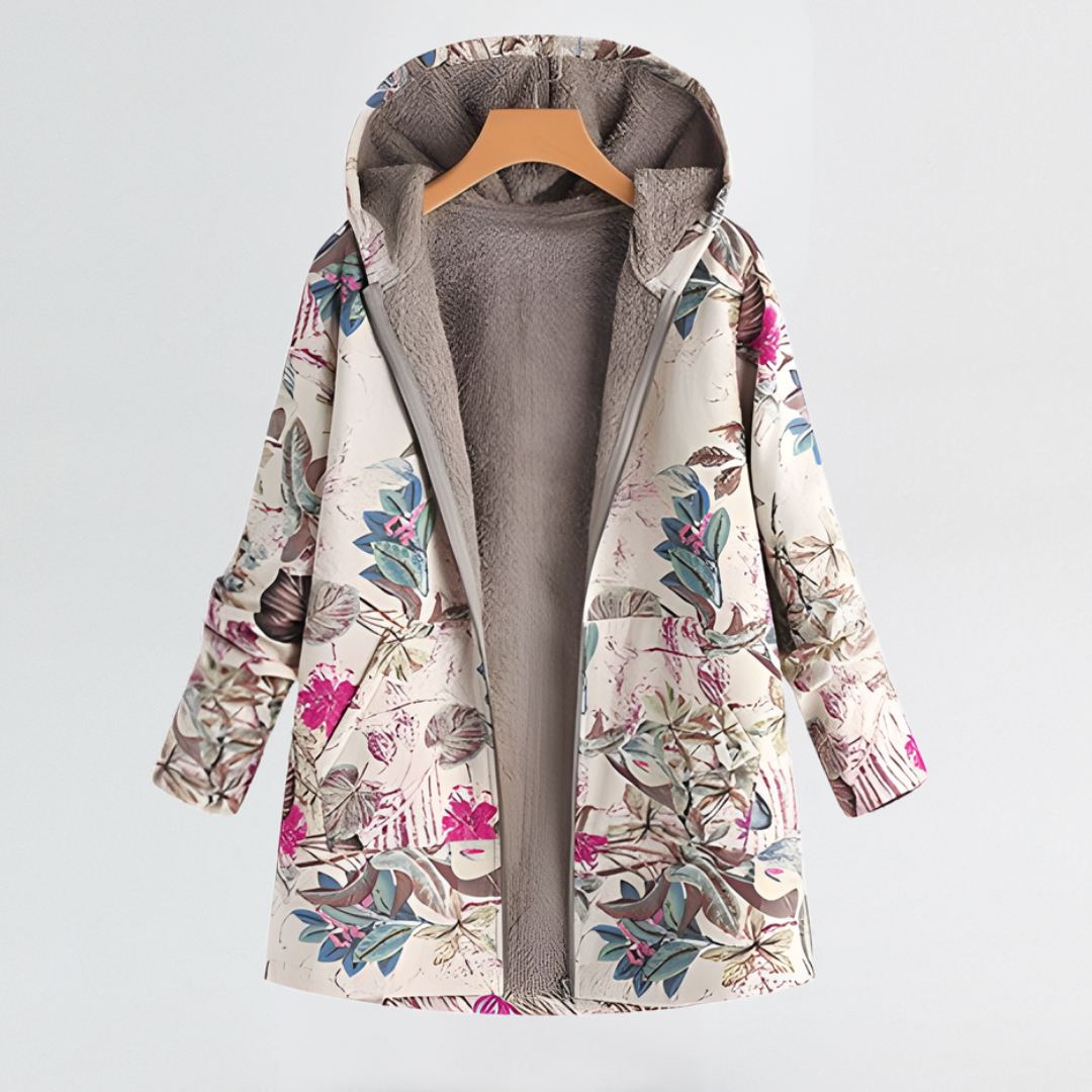 Léa | Élégante Veste Femme Hiver à Motif Floral Vintage