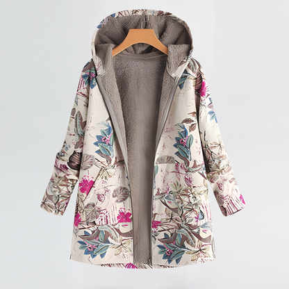 Léa | Élégante Veste Femme Hiver à Motif Floral Vintage