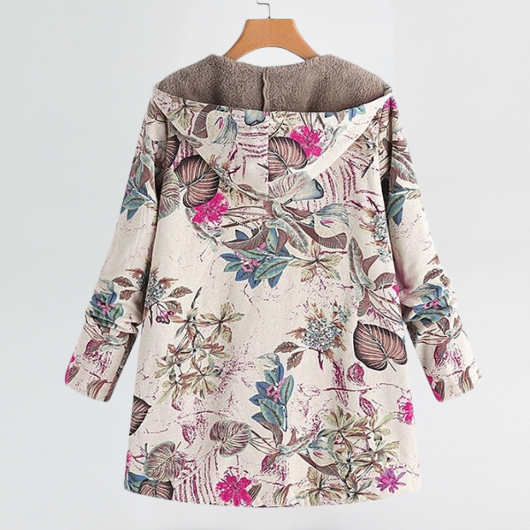 Léa | Élégante Veste Femme Hiver à Motif Floral Vintage