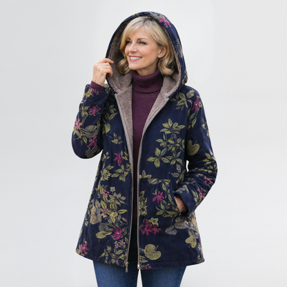 Léa | Élégante Veste Femme Hiver à Motif Floral Vintage