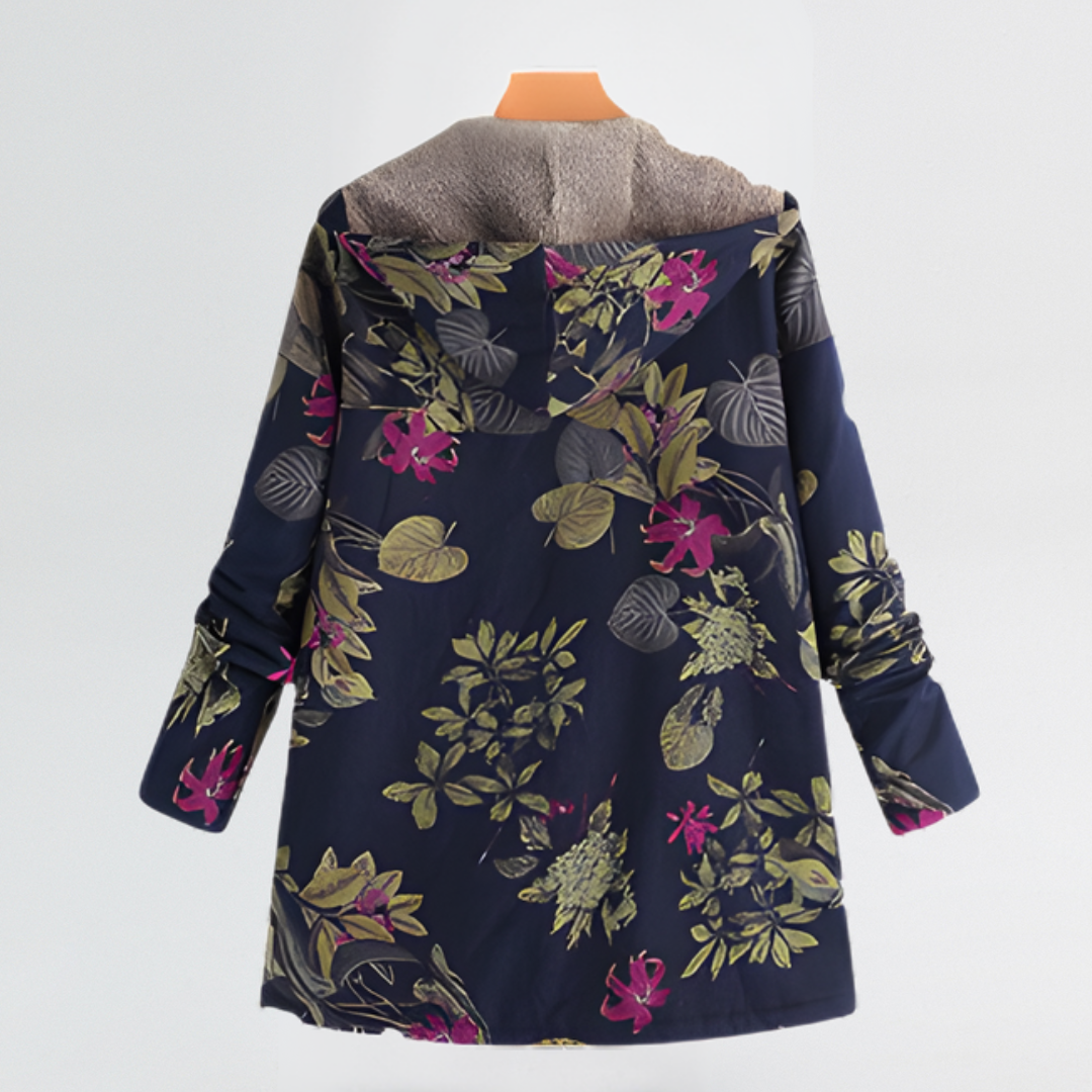Léa | Élégante Veste Femme Hiver à Motif Floral Vintage