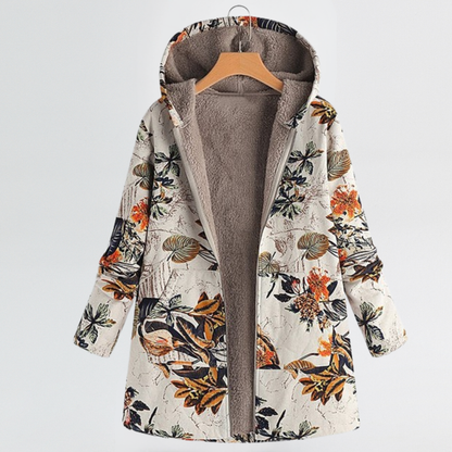Léa | Élégante Veste Femme Hiver à Motif Floral Vintage