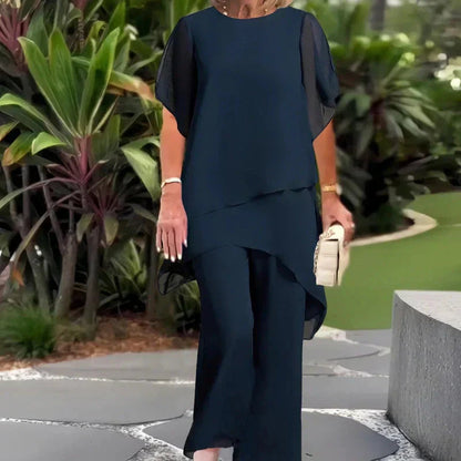 Herlene | Ensemble Tailleur Femme Chic avec Pantalon Asymétrique Élégant