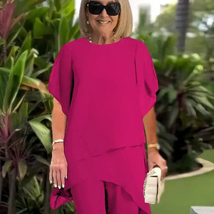 Herlene | Ensemble Tailleur Femme Chic avec Pantalon Asymétrique Élégant