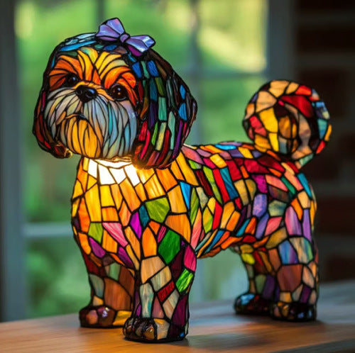 Nina | Lampe Décorative en Verre Coloré pour Amateurs de Chiens