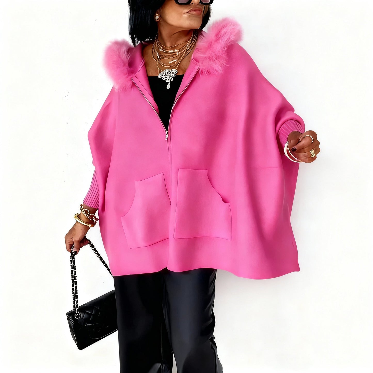 Irene | Manteau Hiver Femme Élégant avec Capuche en Fausse Fourrure