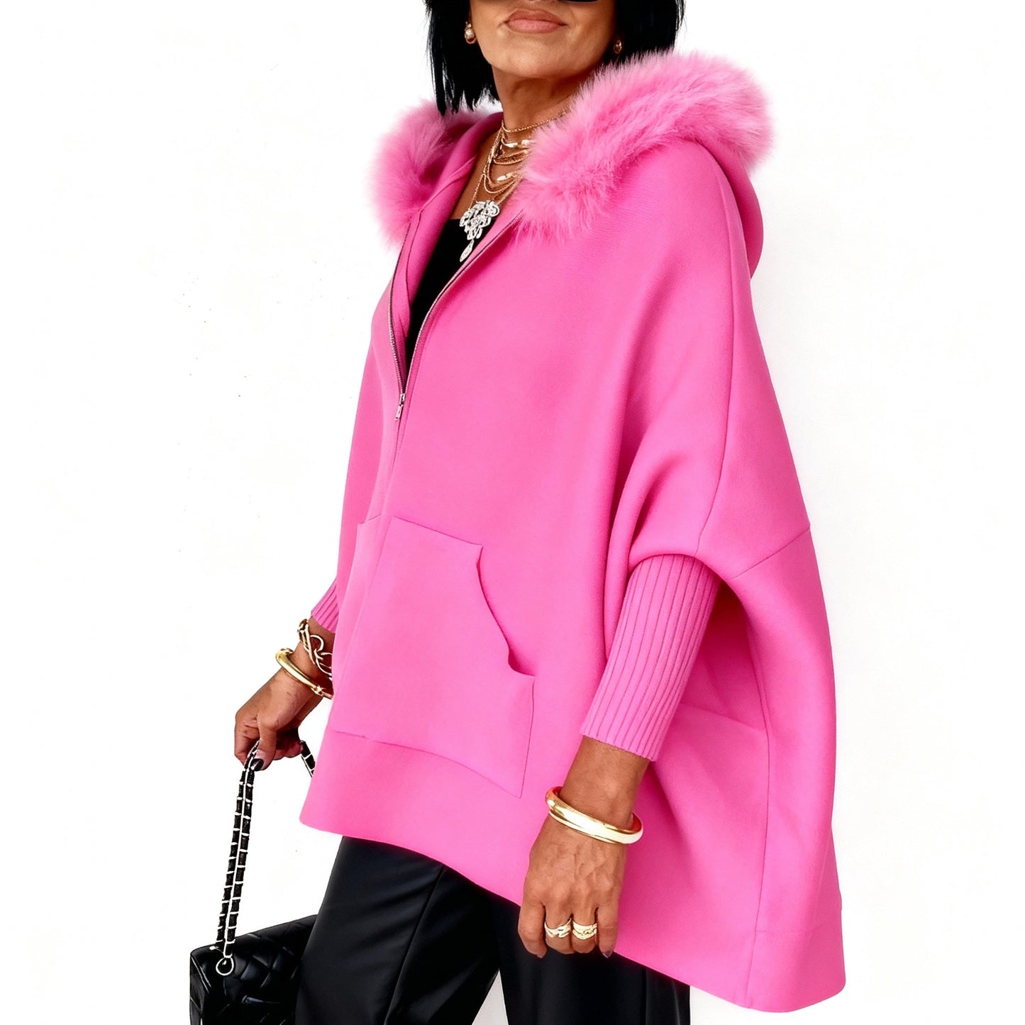 Irene | Manteau Hiver Femme Élégant avec Capuche en Fausse Fourrure