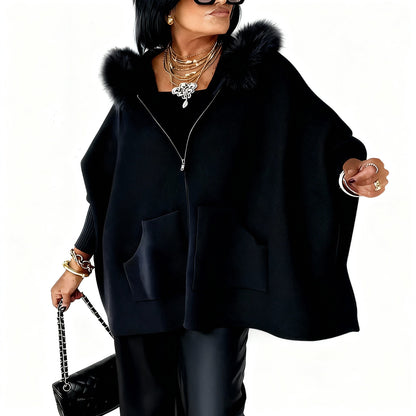 Irene | Manteau Hiver Femme Élégant avec Capuche en Fausse Fourrure