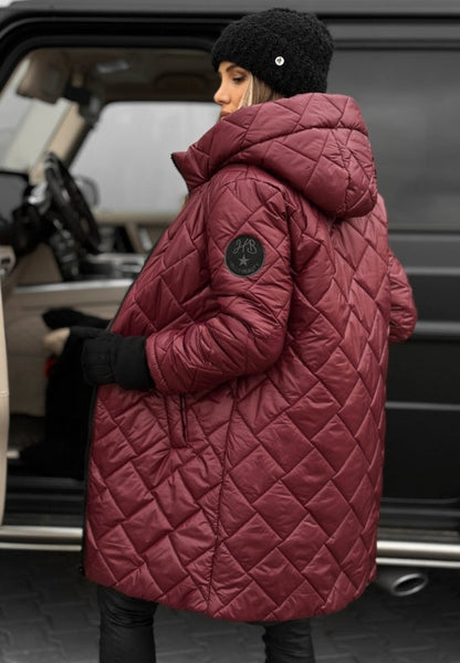 Axelle | Manteau Hiver Femme Matelassé Élégant à Capuche Long