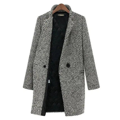 Margaux | Manteau Hiver Femme Chic en Laine avec Col en V - Confort et Élégance pour Températures Froides