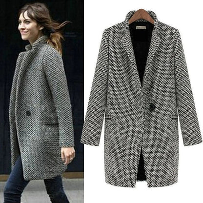 Margaux | Manteau Hiver Femme Chic en Laine avec Col en V - Confort et Élégance pour Températures Froides