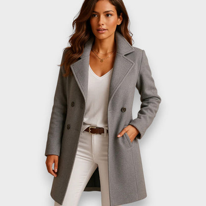Charlie | Manteau Hiver Femme Classique en Laine à Double Boutonnage